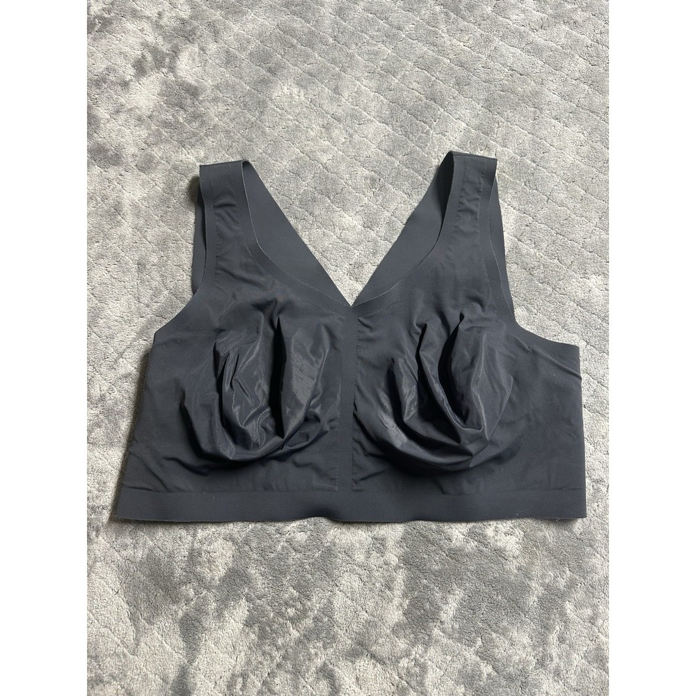 Evelyn Bobbie The Defy Bra Pull Over Black Wireless Comfort Support 2XL V Neck